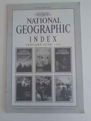 Indicé Revista National Geographic Enero - Junio 1992 Ingles