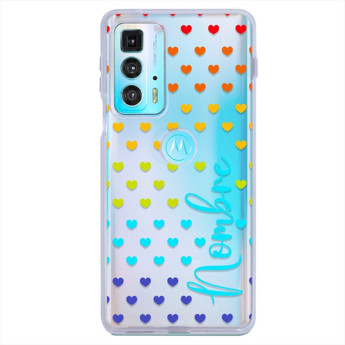 Funda Motorola Corazones Colores Personalizada Con Nombre