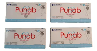 Losartan Punab De 50 Mg Caja Con 30 Tabletas Pack De 4 Cajas