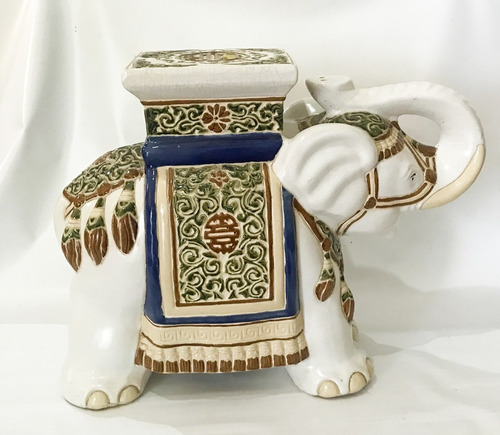 Gran Elefante De Cerámica Oriental Feng Shui - Envios