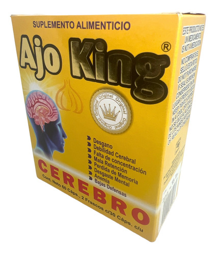 Ajo King Memoria Concentracion Ginko Biloba 2 Fcos 30 Caps