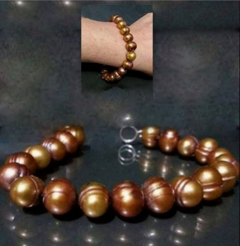 Imagem 5 de 7 de Pedras - Pulseira Pérolas Douradas, Prata, Cód260p14