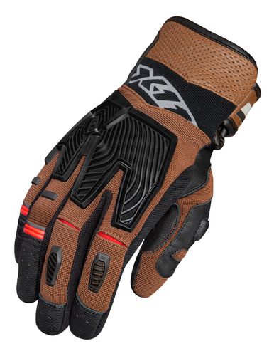 Luva X11 Havoc Marrom Motociclista Proteção Couro Touch Moto