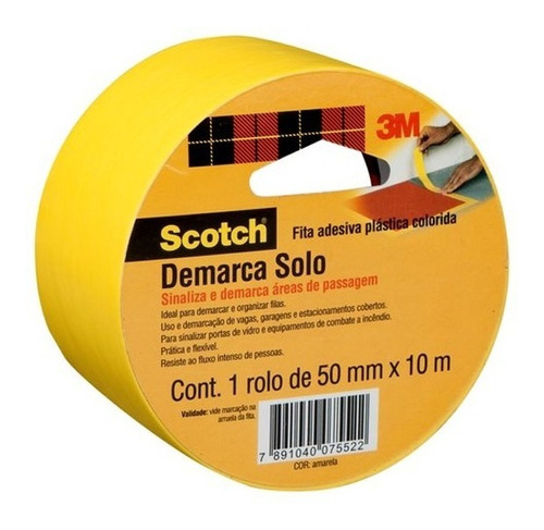 Fita De Demarcação De Solo Scotch 3m Amarela 50 Mm X 10 M