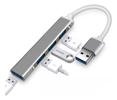 Kit Com 10 Hub Usb 3.0 Extensor 4 Portas Cinza
