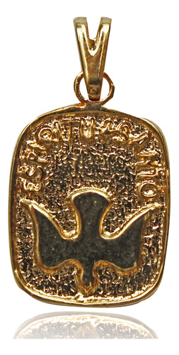 Uzzy | Medalla Espíritu Santo Cuadrado Chapa De Oro 22k
