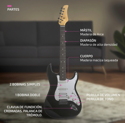 Guitarra Electrica Femmto Con Amplicador Y Accesorios
