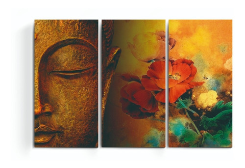 Cuadro Triptico Mural Lienzo Texturado Promo Zen Buda Grande