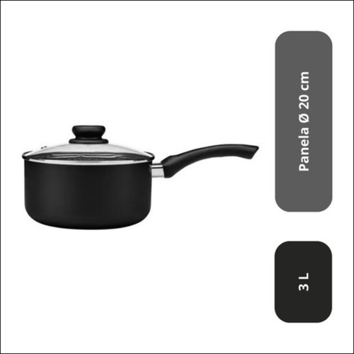 Panela De Alumínio Maximum Stone Antiaderente 20cm Com Tampa De Vidro Cor Preto Panelux