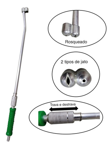 Esguicho Mangueira De Alta Pressao Longo Metal 60cm 2 Bicos