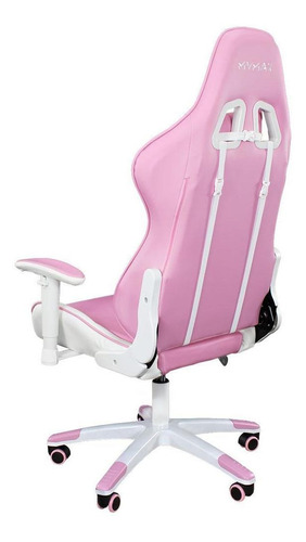 Imagem 3 de 10 de Cadeira Gamer Mx5 Giratoria Branco E Rosa - Mymax