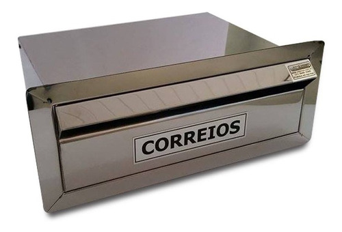 Caixa De Correio Inox C/aba Muro 10x25x18 Cm Profundidade