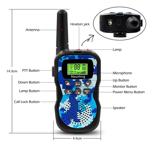 Walkie Talkies Para Niños, 22 Canales, Radio Bidireccional,