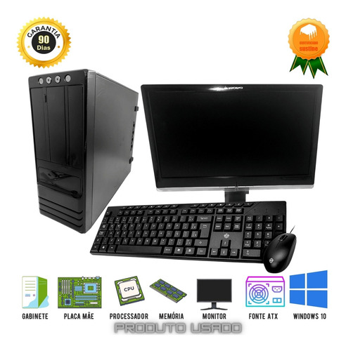 Imagem 1 de 6 de Pc Completo Core2quad 4gb 320gb Monitor 19p Teclado E Mouse