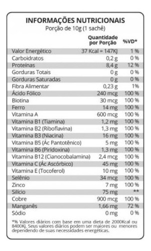 Colágeno Hidrolisado 2 Em 1 (30 Sachês-10g)-sabor: Original Original