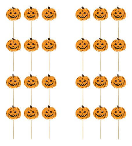 Palillos De Comida Para Halloween Con Forma De Calabaza, 24