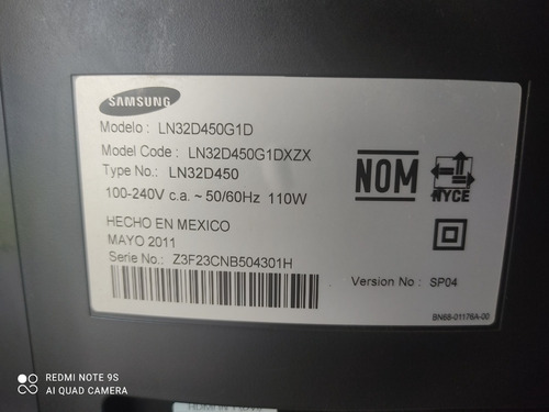 Television Samsung 32 Ln32d4150g1d Fuente Main Tcon Piezas (Usado)