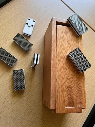 Domino Baraja Plata Caja Madera