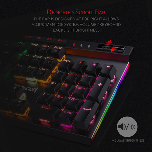 Teclado Redragon K580 Vata Rgb Macro Keys Y Controles Multim