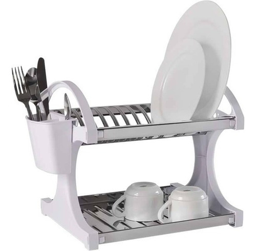 Escorredor Brinox Para 16 Pratos Inox Com Borda Branco