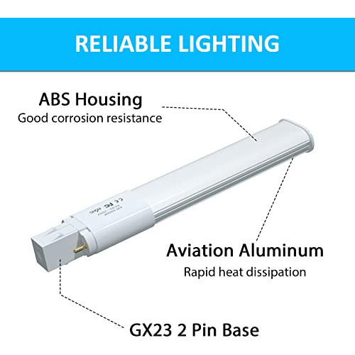 Bombilla Led Pl Retrofit Bonlux De 6 W, Gx23, 2 Pines, 13 W,