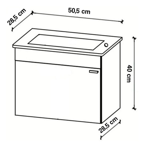 Imagen 7 de 10 de Vanitory Colgar Toillete 50 Mdf Premium Bacha Deca Rectangular L102 Blanco Brillante Baño Puerta Moderno Reversible