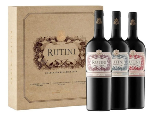 Estuche Con Tres Vinos Rutini Bi Varietales 