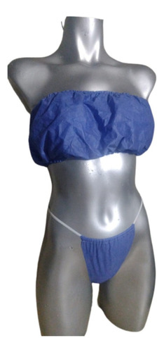 10 Tops Y 10 Tangas Desechables Para Spa Azul Con Envio