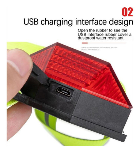 Correr Luz Pecho Luz Recargable Led Impermeable Usb Noche