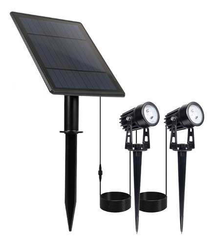 Pack X 2 Estacas Led Con Panel Solar Jardines Parques Ip65