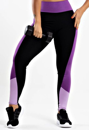 Calça Com Detalhe Lateral Em Roxo Legging Metamorfose