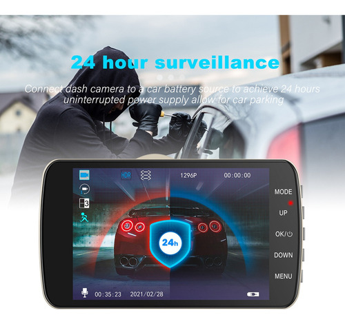 Cámara De Coche Dvr De 4 Pulgadas Con Doble Lente, Videocáma