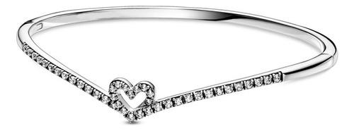 Pulsera Fit Bangle Bead Sparkling En Forma De Corazón 925 Wi