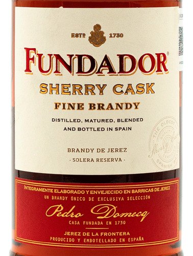 Fundador Sherry Cask |solera Reserva Brandy De Jerez | 700ml