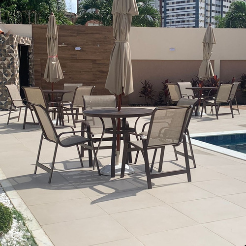 Kit Jogo De Mesa Aluminio Móveis Para Área Piscina Completo Estrutura Opcional