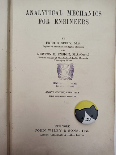 Libro Analytical Mechanics For Engineers Seely Ensign 116v2