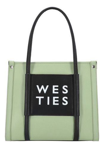 Bolsa bolsa tote Westies HBARGUS3WE diseño lisa de sintético  verde asas color verde y herrajes níquel