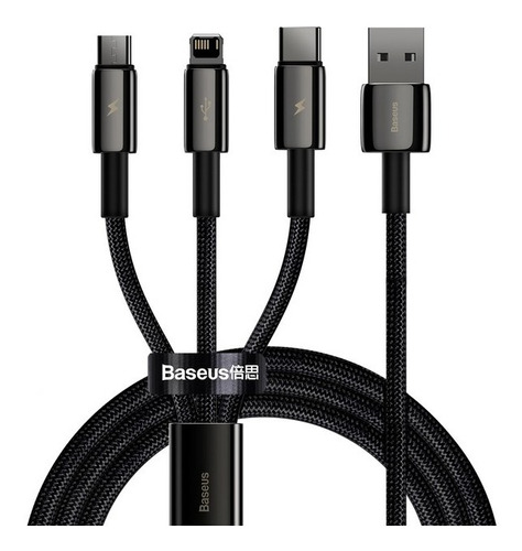 Cable 3 En 1 Usb A iPhone Usb C Tipo C Micro 1.5 Mts Rapida