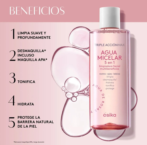 Agua Micelar 5en1 Tripleacciónmax Con Agua De Rosas + B12