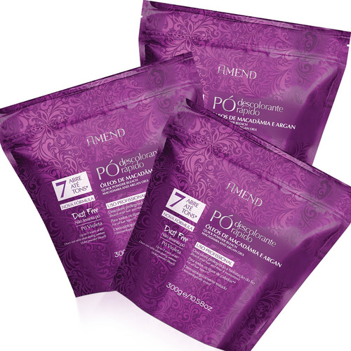3x Pó Descolorante Óleos De Macadâmia E Argan 300g - Amend Tom Sem tom