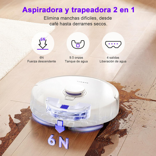 Robot Aspirador Y Trapeador Limpieza Manos Libres Blanco