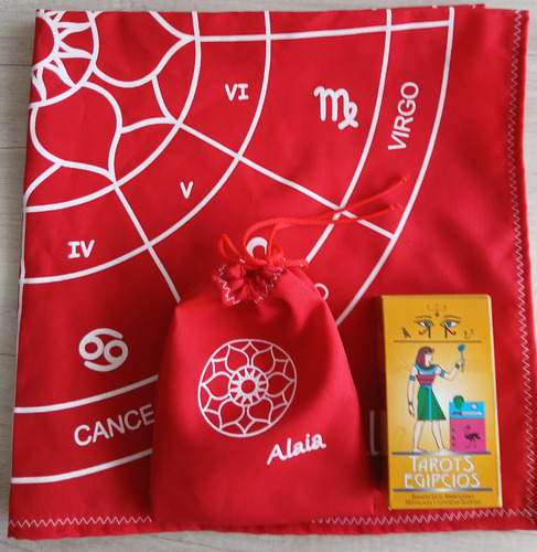 Kit Tarot Paño Rueda Astrologica + Bolsita + Mazo Egipcio