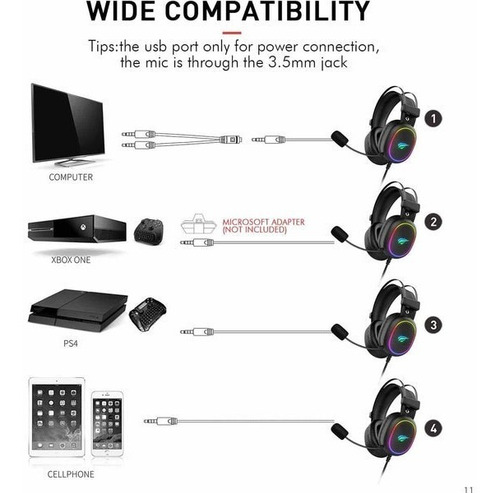 Imagen 6 de 8 de Auriculares Havit 3.5mm Gaming Headphone H2016d