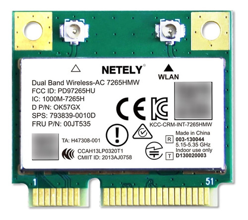 Netely Adaptador Wirele Ac 7265hmw Mini-pcie Interface