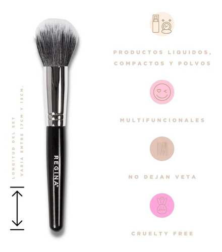 Imagen 3 de 9 de Set Brochas Pinceles Regina Maquillaje Crueltyfree Esencial