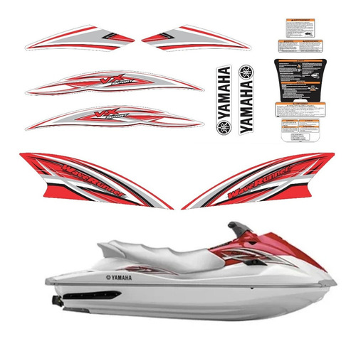 Kit Adesivos Vermelho Jet Ski Para Yamaha Vx 700 17150