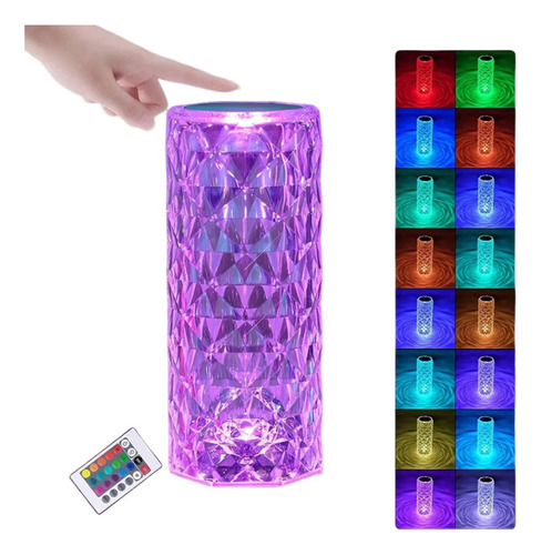 Lámpara Mesa Noche Led Rgb Recargable Touch Remote Control Blanco