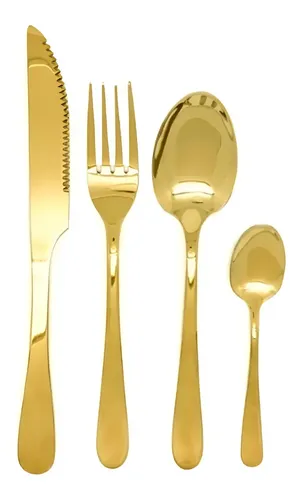 Faqueiro Jogo De Talheres ​24 Peças De Aço Inox Positano Lyor Cor Dourado