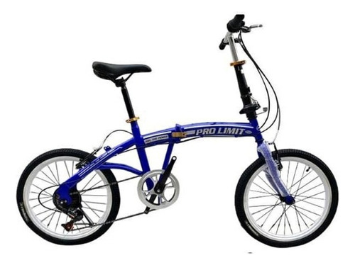 Bicicleta paseo plegable Pro Limit   R20 frenos v-brakes color azul con pie de apoyo  