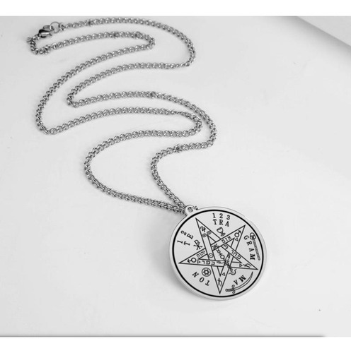 Taikula Collar Medalla Tetragramaton Pentagrama Dije Pentáculo Salomon Colgante Cinco Puntas Protección Amuleto Energía Luz Y Sabiduria En Acero Inoxidable(plateado)